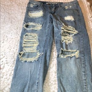 distressed denim jeans